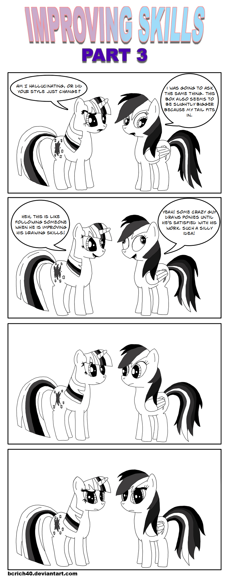 black_and_white comic cutie_mark derp dialog dialogue duo english_text equine female feral friendship_is_magic horn horse mammal monochrome my_little_pony pegasus pony rainbow_dash_(mlp) text twilight_sparkle_(mlp) unicorn wings