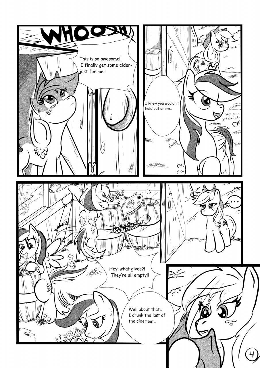 barn black_and_white bucket comic cutie_mark dialog dialogue english_text equine female fence feral freckles friendship_is_magic fruit horse kyokimute mammal money monochrome my_little_pony pegasus plain_background pony rainbow_dash_(mlp) text white_background wings