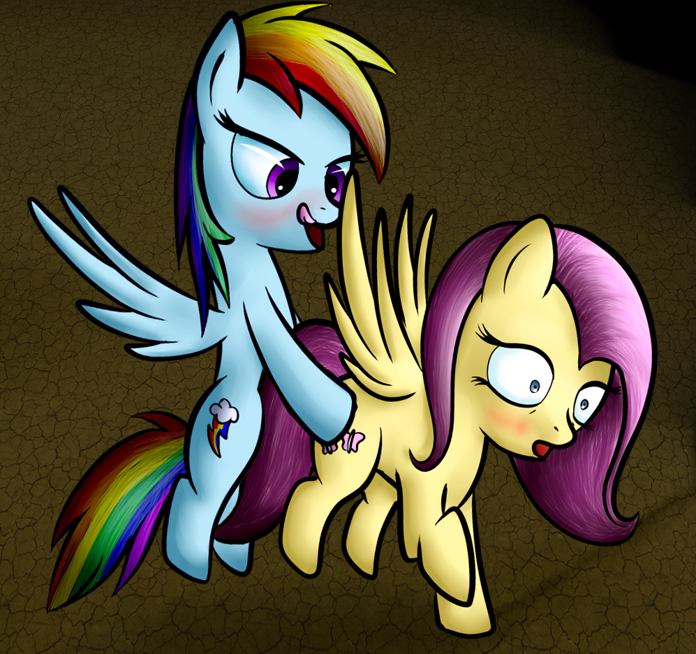 blue_fur blush cutie_mark duo equine female feral fluttershy_(mlp) flying friendship_is_magic fur hair horse lesbian mammal multi-colored_hair my_little_pony n1de open_mouth pegasus pink_hair pony purple_eyes rainbow_dash_(mlp) rainbow_hair rape_face texture_background tongue tongue_out wings yellow_fur