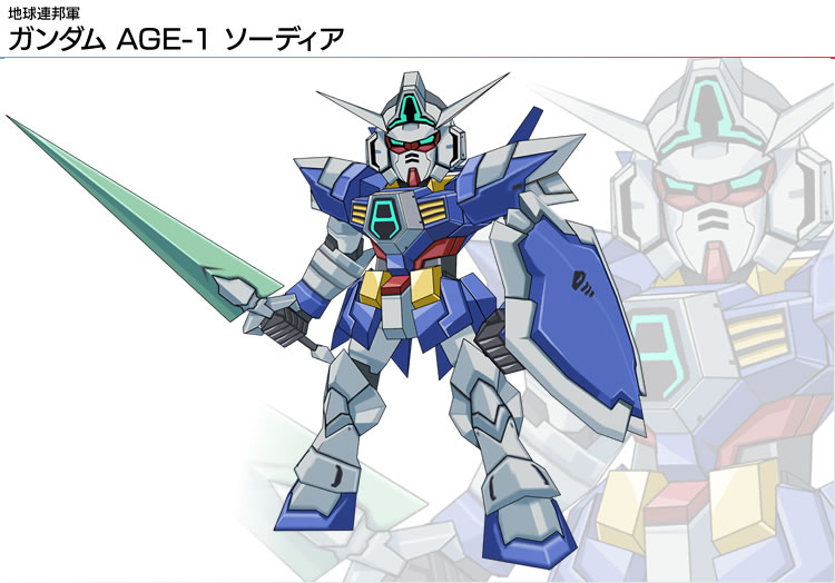 gundam gundam_age gundam_age-1 gundam_age-1_swordia mecha no_humans official_art shield simple_background sword weapon