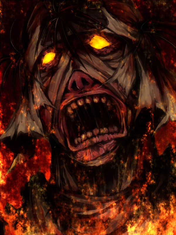 angry bandages burning_eyes fire male_focus nekokun pain rurouni_kenshin shishio_makoto solo