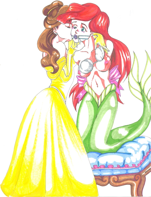 ariel beauty_and_the_beast belle crossover maljesvazcao the_little_mermaid
