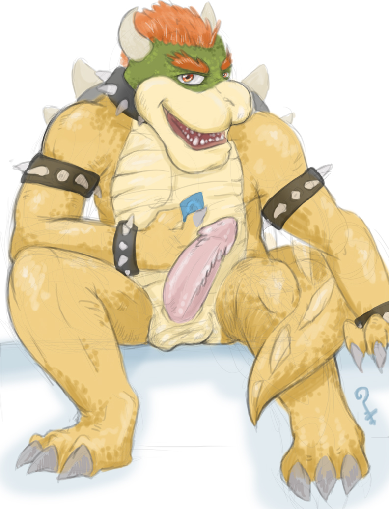 balls bowser claws collar condom erection hair horn koopa looking_at_viewer male mario_bros muscles nintendo nude open_mouth penis plain_background presenting red_eyes red_hair reptile scalie sitting solo spikes super_mario_bros. teeth thick_penis tojo_the_thief turtle video_games white_background