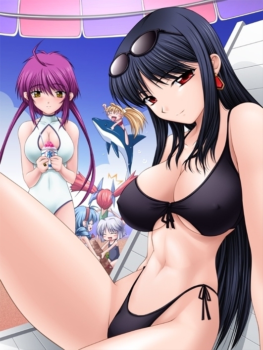 6+girls ^_^ ahoge artist_request bangs beach bikini black_hair blonde_hair blue_hair blush bob_cut braid breasts casual_one-piece_swimsuit chair chibi child cleavage cleavage_cutout closed_eyes cloud covered_nipples day dolphin earrings everyone eyewear_on_head flat_chest hair_ribbon hairband highleg highleg_bikini highleg_swimsuit hiiragi_hinano hiiragi_kaname hiiragi_serori hiiragi_takane hiiragi_tomoe hiiragi_umi jewelry jumping large_breasts long_hair looking_at_viewer lounge_chair multiple_girls nee_chanto_shiyou_yo! one-piece_swimsuit outdoors ponytail purple_hair ribbon riding sand sand_castle sand_sculpture school_swimsuit short_hair side-tie_bikini single_braid sitting sky smile splashing standing sunglasses surprised swimsuit thighs twintails umbrella underboob very_long_hair white_hair yellow_eyes