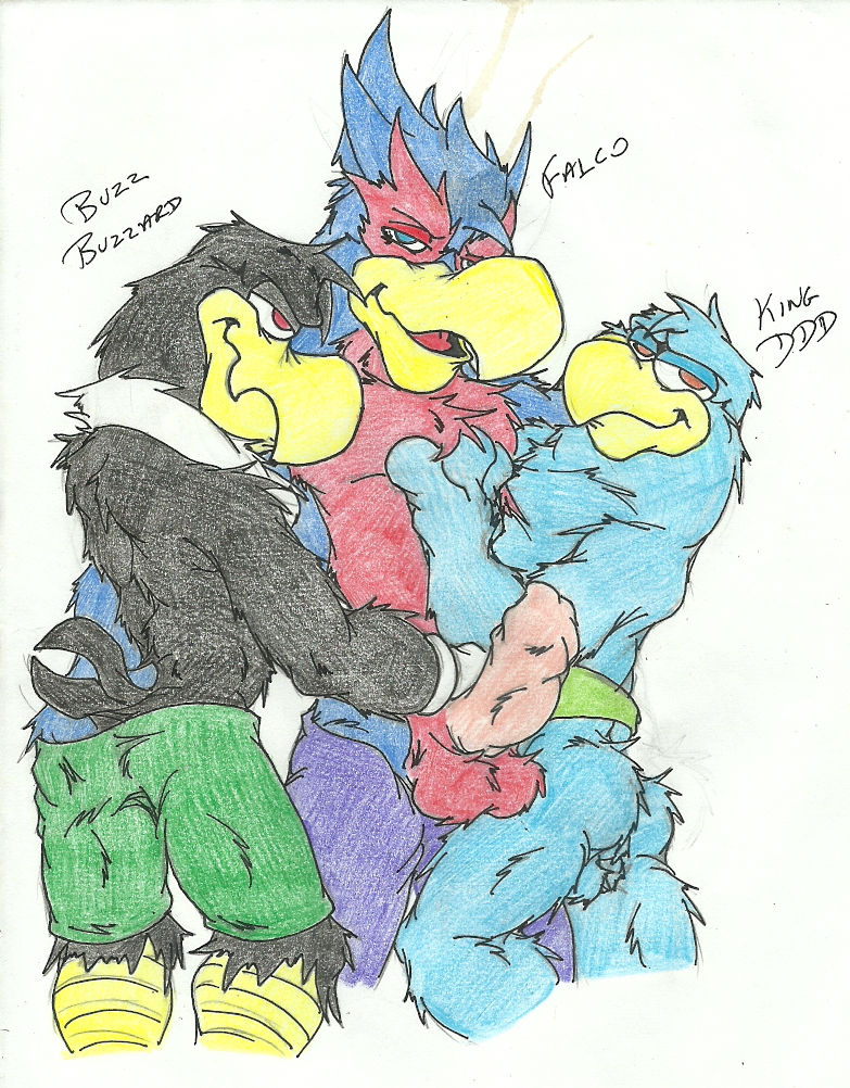 buzz_buzzard crossover falco_lombardi king_dedede kirby star_fox woody_woodpecker