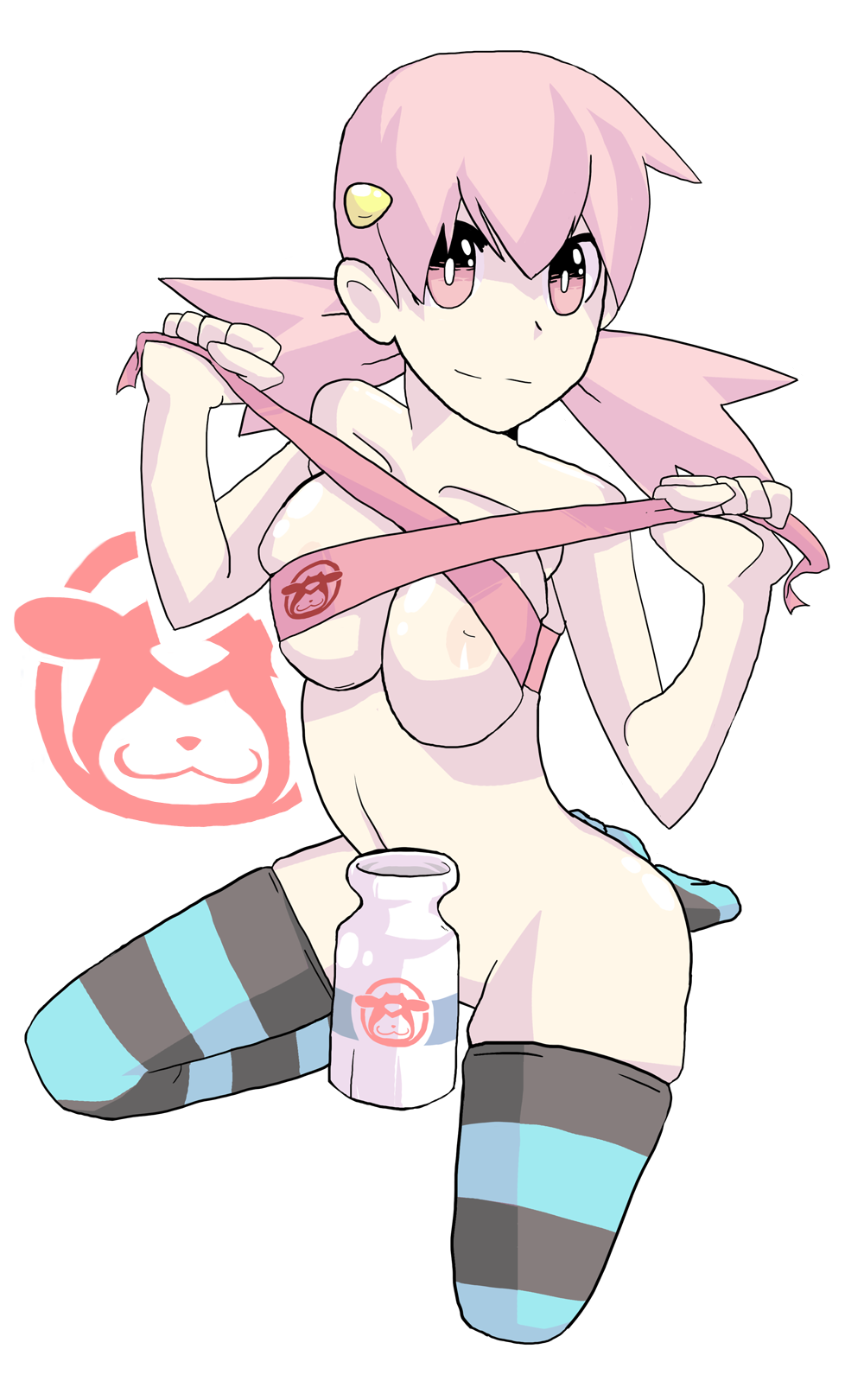 akane_(pokemon) breast_press breasts gym_leader highres larcynxi large_breasts pink_eyes pink_hair pokemon pokemon_(anime) pokemon_(game) pokemon_gsc pokemon_hgss pokemon_special whitney