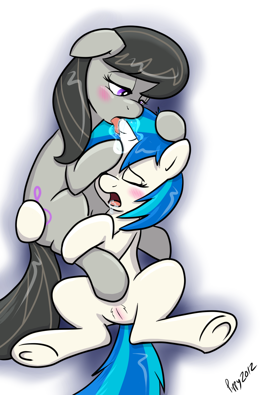 2012 black_hair blue_hair blush cutie_mark drooling duo equine eyes_closed female feral friendship_is_magic fur glowing grey_fur hair half-closed_eyes hi_res horn hornjob horse lesbian licking lying magic mammal multi-colored_hair my_little_pony octavia octavia_(mlp) omega256 on_back on_side open_mouth overhead plain_background pony purple_eyes pussy saliva signature spread_legs spreading tongue two_tone_hair unicorn vinyl_scratch vinyl_scratch_(mlp) white_background white_fur