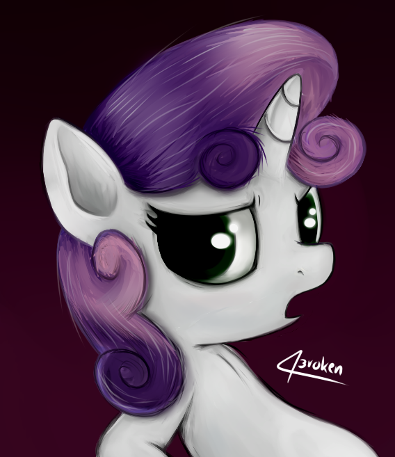 43roken cub equine female feral friendship_is_magic green_eyes hair horn horse mammal my_little_pony plain_background pony portrait purple_hair solo sweetie_belle_(mlp) two_tone_hair unicorn young