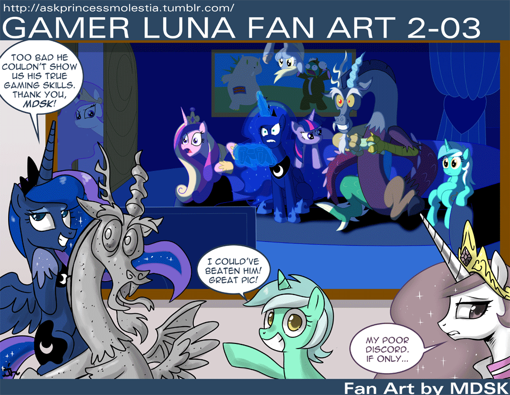 2012 crown cutie_mark derpy_hooves_(mlp) dialog dialogue discord_(mlp) draconequus english_text equine female feral friendship_is_magic group hair horn horse john_joseco lyra_(mlp) lyra_heartstrings_(mlp) male mammal mdsk my_little_pony pegasus pony princess_cadance_(mlp) princess_cadence_(mlp) princess_celestia_(mlp) princess_luna_(mlp) text twilight_sparkle_(mlp) unicorn winged_unicorn wings