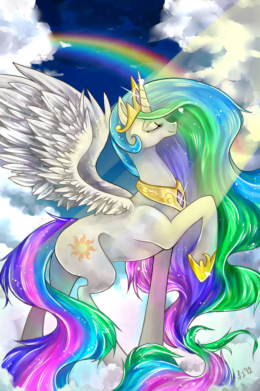 equine female feral friendship_is_magic greyradian horn horse mammal my_little_pony pony princess princess_celestia_(mlp) royalty solo winged_unicorn wings