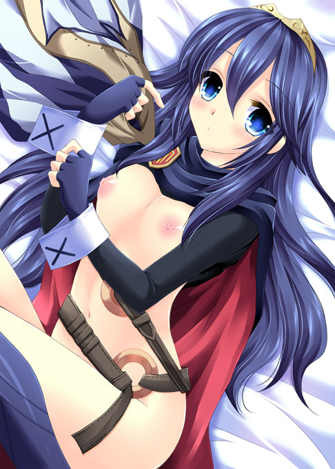 blue_eyes blue_hair blush breasts cape fire_emblem fire_emblem:_kakusei lucina nintendo tamagawa_yukimaru tiara