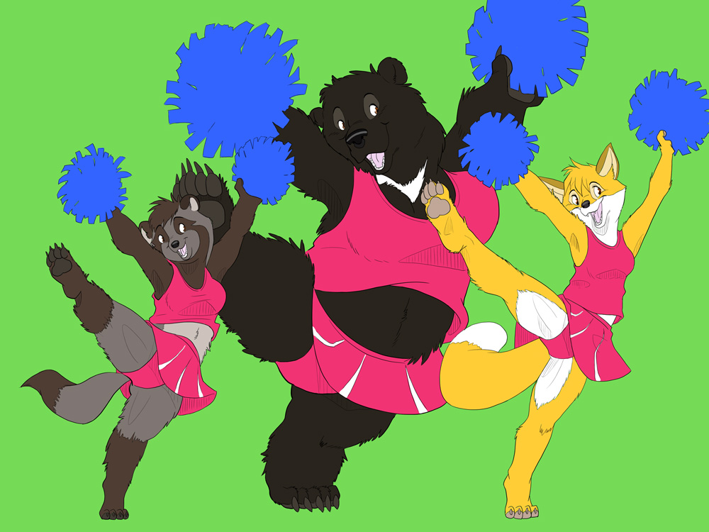 bear canine cheerleading female fox panties ponpon tanuki underwear