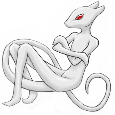 ambiguous_gender bent_leg crossed_arms curled_tail cute earthbound giegue mother_(game) not_furry plain_background red_eyes red_sclera solo unknown_artist white_background white_skin white_theme
