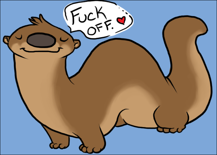 &lt;3 ambiguous_gender blue_background cute eyes_closed feral mammal mustelid otter plain_background solo tikky