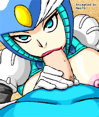 animated animated_gif areola big_breasts blue_eyes breasts capcom e! erect_nipples faceless_male fellatio female first_person_view looking_at_viewer lowres machine male mechanical mega_man_(character) mega_man_(series) neotg nipples oral oral_sex penis penis_grab robot rockman sex splash_woman straight uncensored