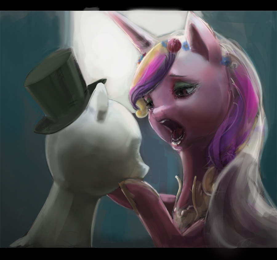 exalius female friendship_is_magic hat horn horse mammal mannequin my_little_pony open_mouth pony princess_cadance_(mlp) singing solo top_hat winged_unicorn wings