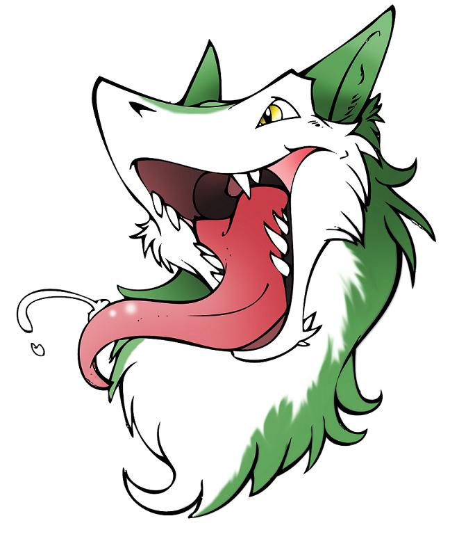 dragondrawer fangs open_mouth plain_background sergal solo tongue tongue_out yellow_eyes
