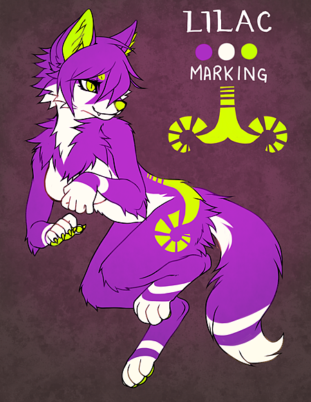breasts canine falvie female fur green_markings hindpaw mammal markings pawpads paws purple_fur solo wolf yellow_eyes yellow_nose