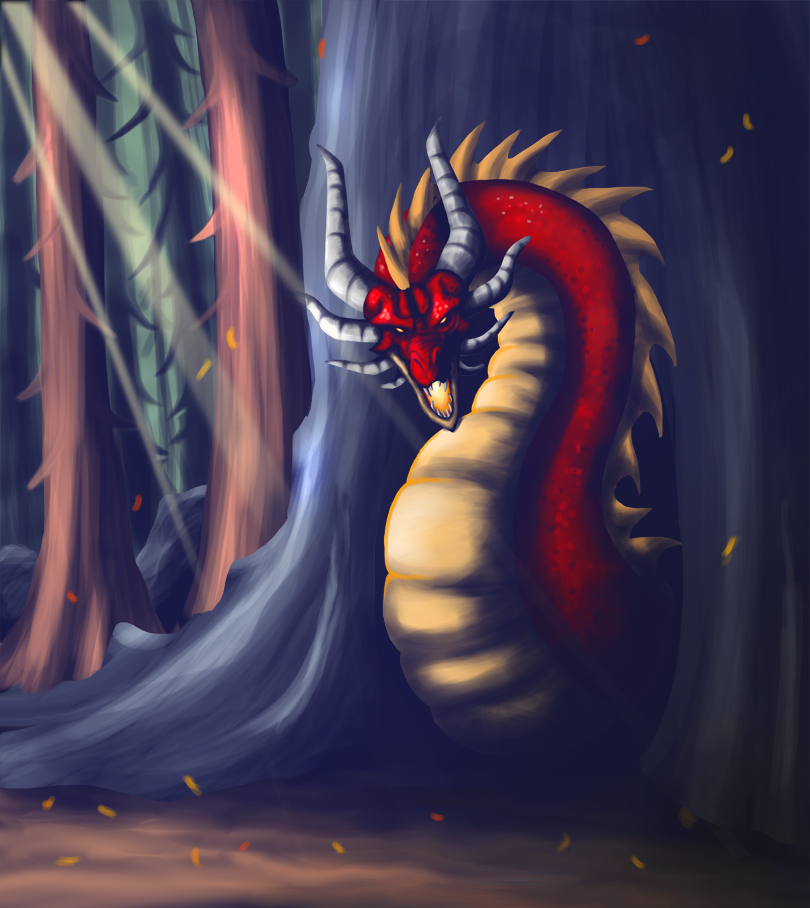 cave dragon feral forest horn lordstevie outside tree wood