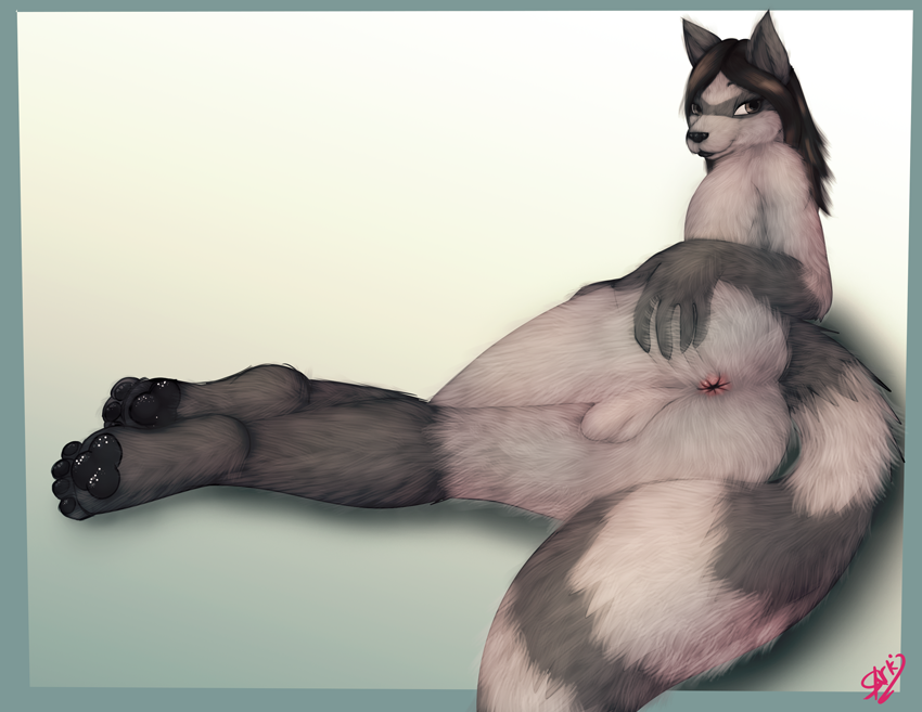 anus balls butt coon exposed girly invalid_tag male mammal nodus nude pinup pose presenting presenting_hindquarters raccoon sarki simple_background solo spread_anus spreading ssinister teasing
