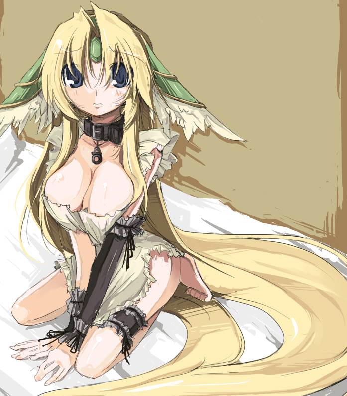 absurdly_long_hair apron bad_id bad_pixiv_id blonde_hair breasts endou_chihiro large_breasts long_hair looking_at_viewer naked_apron riesz seiken_densetsu seiken_densetsu_3 solo very_long_hair