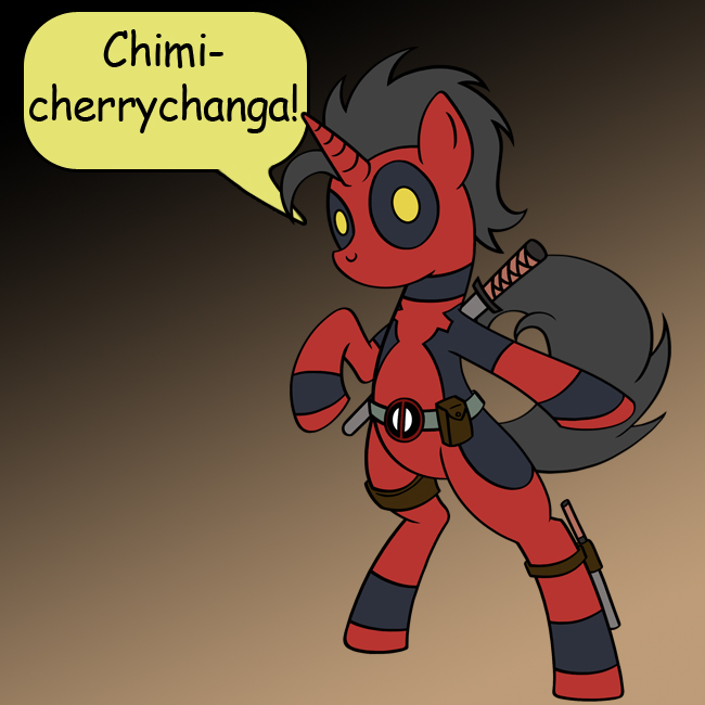 bitterplaguerat clothing costume dead_pool deadpool dialog dialogue english_text equine friendship_is_magic hair halloween holidays hooves horn horse loki long_hair looking_at_viewer male mammal mane my_little_pony nightmare_night parody plain_background pony short_hair slicked_back_hair solo text unicorn
