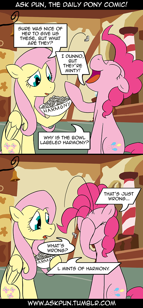 bowl comic cutie_mark duo elements_of_harmony equine female feral fluttershy_(mlp) friendship_is_magic horse loceri mammal mints my_little_pony pegasus pinkie_pie_(mlp) pony pun_pony tossing tumblr wings