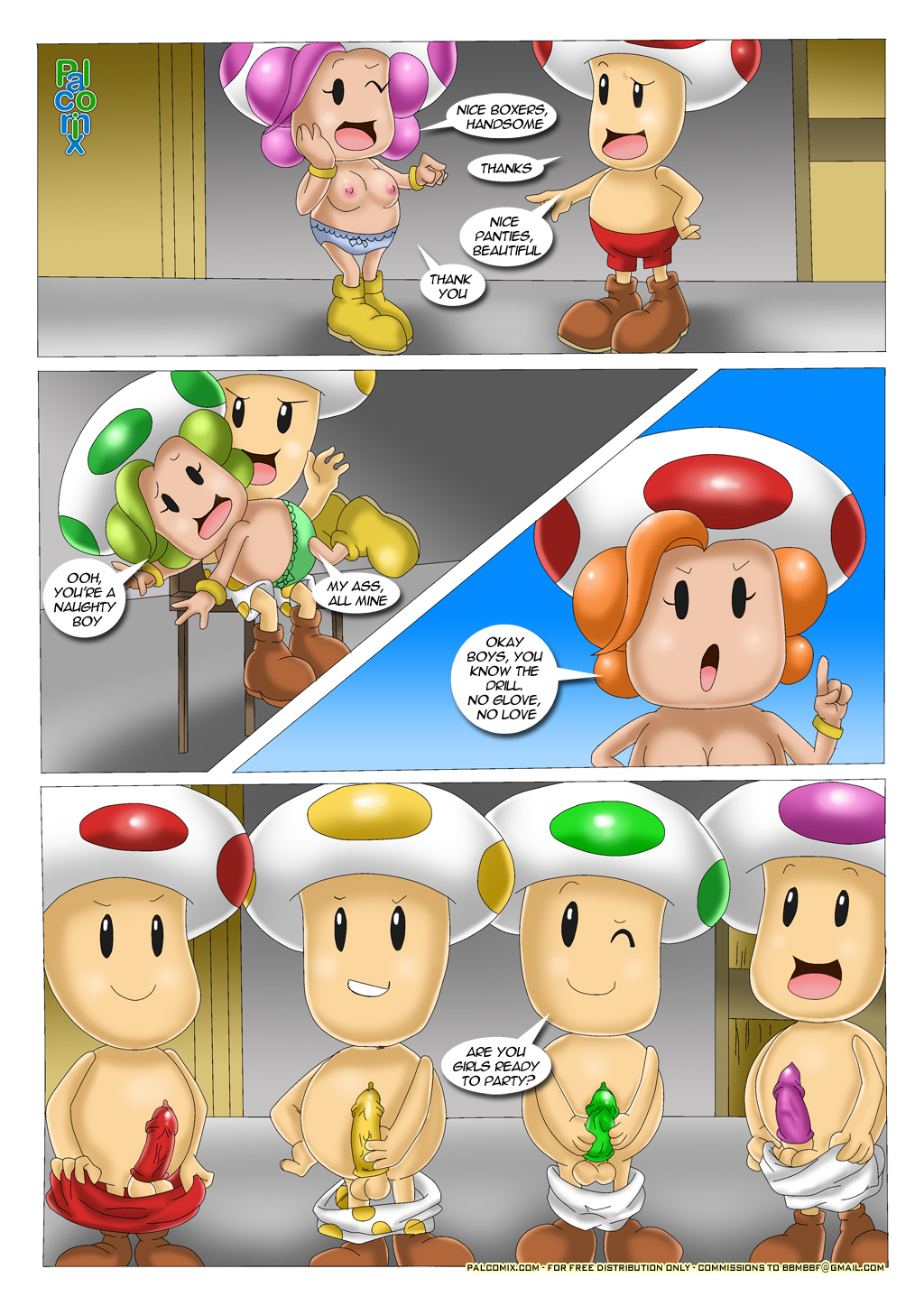 castle comic condom english_text female inside male nintendo nude one_eye_closed palcomix penis text toad toad_(mario) video_games