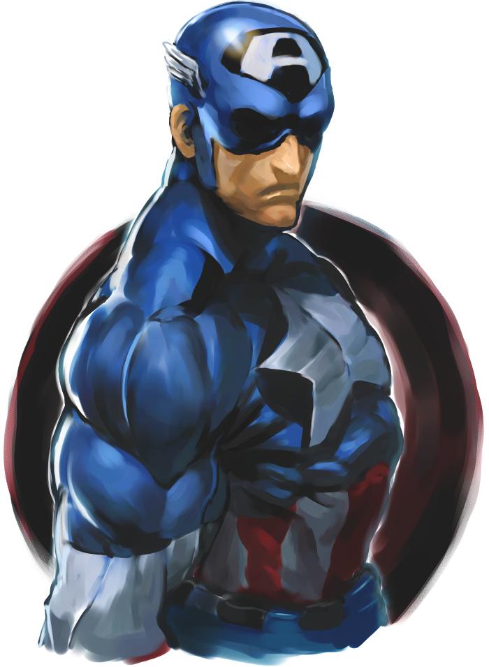captain_america circle jintetsu looking_at_viewer male_focus marvel muscle shaded_face shield simple_background solo star steve_rogers striped upper_body white_background