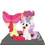apple_bloom_(mlp) cute equine female friendship_is_magic horn my_little_pony pegasus scootaloo_(mlp) sweetie_belle_(mlp) turning turning_table unicorn wings