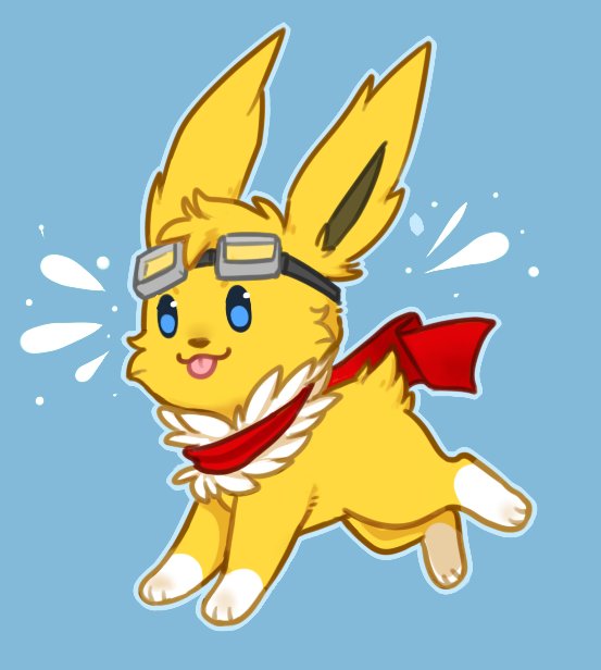 3_fingers 3_toes blep blue_background blue_eyes brown_nose chest_tuft eeveelution eyewear eyewear_on_head feet feral fingers fur generation_1_pokemon goggles goggles_on_head head_tuft jolteon male nintendo pokemon pokemon_(species) scarf shrike_alvaron simple_background solo tail tail_tuft toes tongue tongue_out tuft unknown_artist white_body white_fur yellow_body yellow_fur
