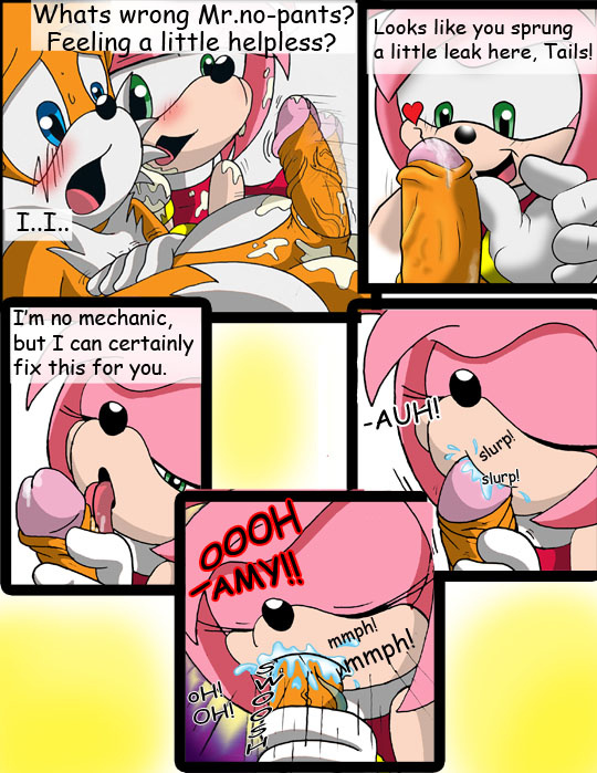 &lt;3 amy_rose anthro big_penis blue_eyes blush canine comic cum cum_in_mouth cum_inside cumshot dialogue english_text erection eyes_closed fellatio female fox green_eyes hair hedgehog interspecies licking male miles_prower open_mouth oral oral_sex orgasm penetration penis pink_fur pink_hair sammy_stowes sega sex sonic_(series) straight tails tongue tongue_out