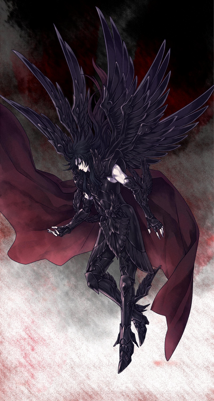 armor bad_id bad_pixiv_id black_hair hades_(saint_seiya) highres male_focus multiple_wings saint_seiya shiga_(nattou_mo) solo wings