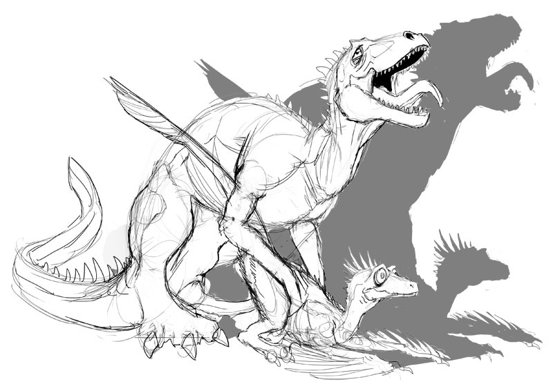 dinosaur duo erection feathers female feral feral_on_feral greyscale interspecies male monochrome open_mouth penis plain_background raptor scalie sex size_difference slash0x straight surprise tongue tongue_out what white_background