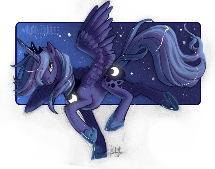 blue_hair blue_theme cutie_mark d-oublehelix equine female feral friendship_is_magic hair horn horse mammal my_little_pony pony princess_luna_(mlp) solo winged_unicorn wings