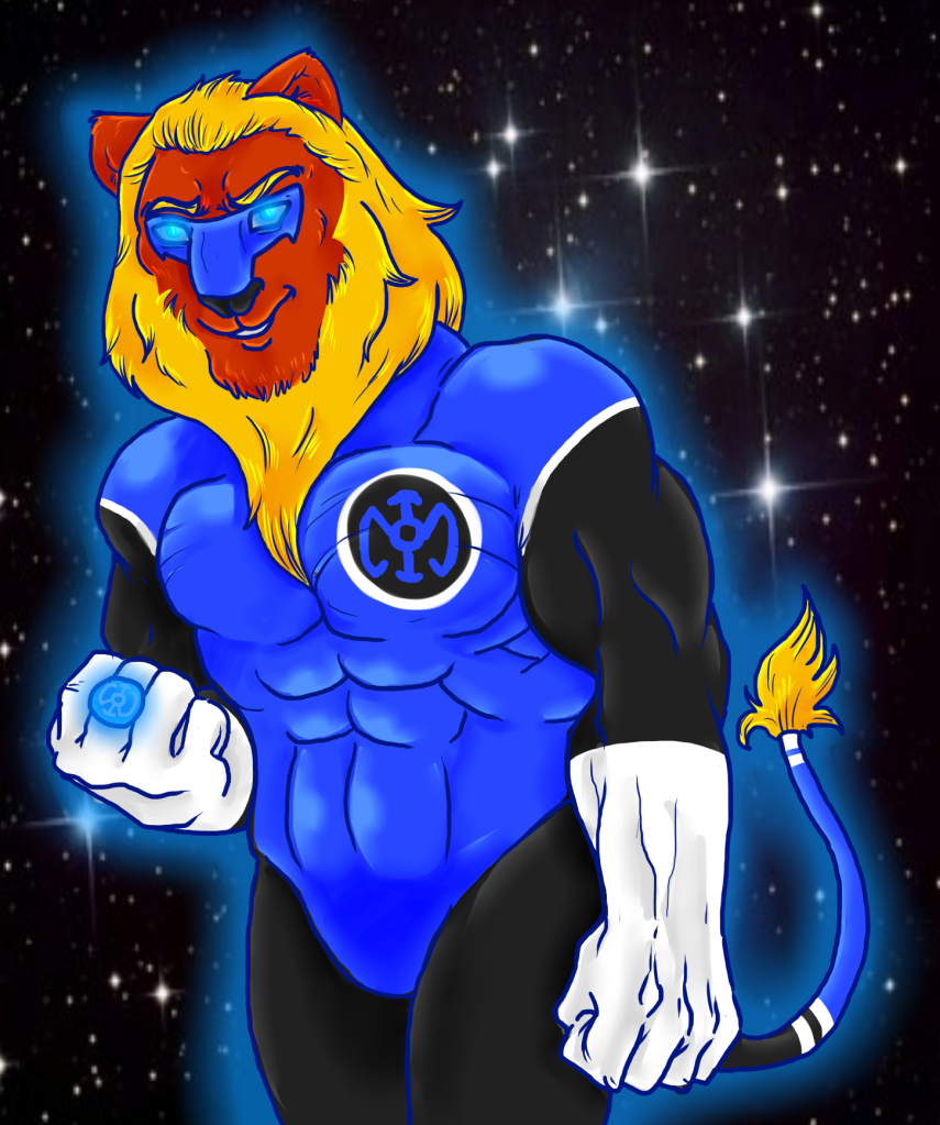 black black_fur blue blue_lantern dc_comics feline fur lantern lion male mammal ring solo space stars