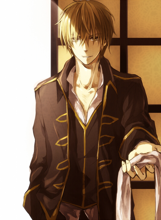 bad_id bad_pixiv_id brown_eyes brown_hair gintama male_focus okita_sougo sleepy69 solo