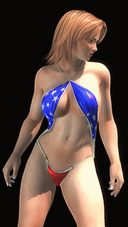 animated animated_gif blonde_hair bouncing_breasts breasts dead_or_alive dead_or_alive_5 large_breasts lowres swimsuit tecmo tina_armstrong