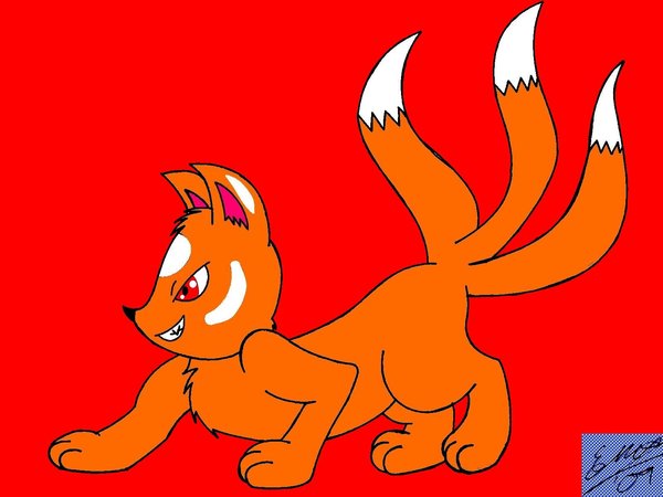 2009 ambiguous_gender canine feral fox fur mammal marquis2007 nintendo orange_fur pok&#233;mon pok&eacute;mon red_eyes solo video_games vulpix white_markings