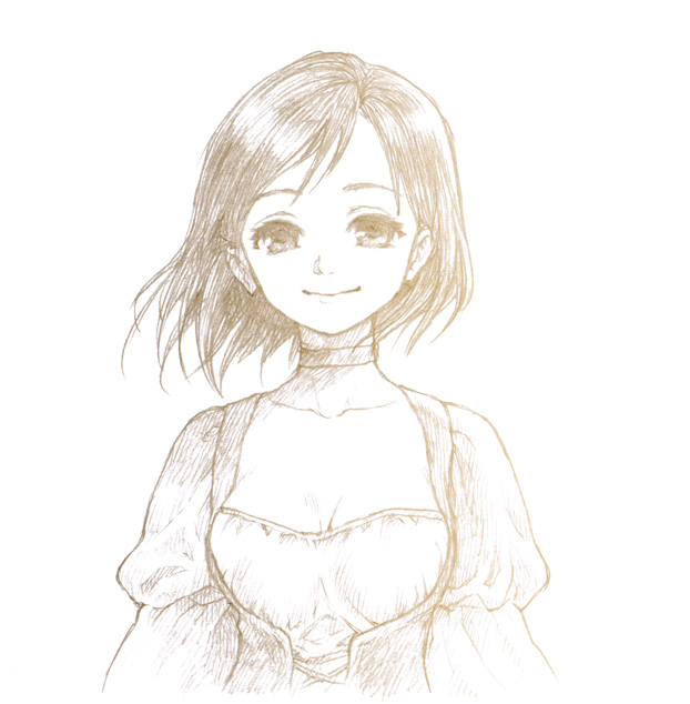 bad_id bad_pixiv_id choker collarbone final_fantasy final_fantasy_ix fuku_imo garnet_til_alexandros_xvii greyscale looking_at_viewer monochrome short_hair simple_background sketch smile solo upper_body white_background wind