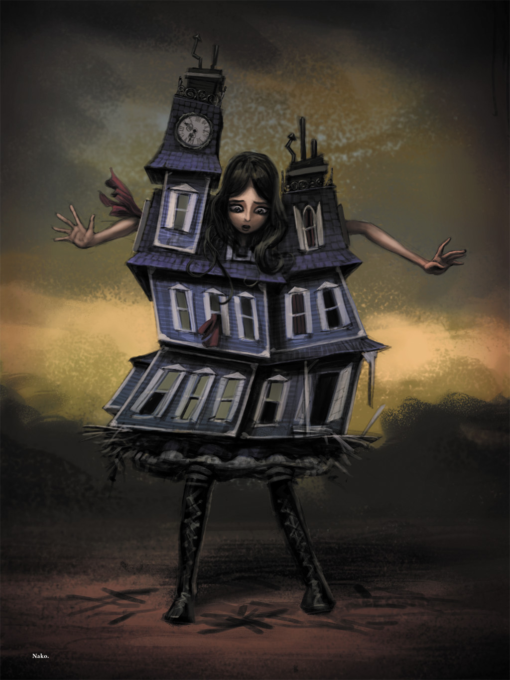 alice:_madness_returns alice_(wonderland) american_mcgee's_alice artbook artist_request dress highres house solo