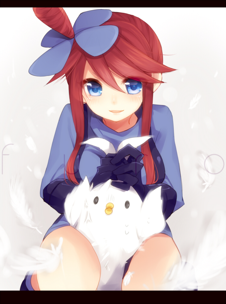 blue_eyes character_request etsuo fuuro_(pokemon) gloves hair_ornament letterboxed long_hair pokemon pokemon_(game) pokemon_bw red_hair