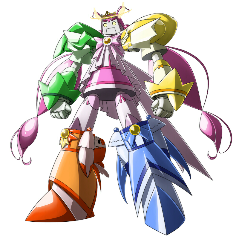 cure_happy cure_march cure_peace cure_sunny gattai halo happy_robo k.sho long_hair mecha mechanization no_humans pink_hair precure princess_form_(smile_precure!) smile_precure! tiara twintails