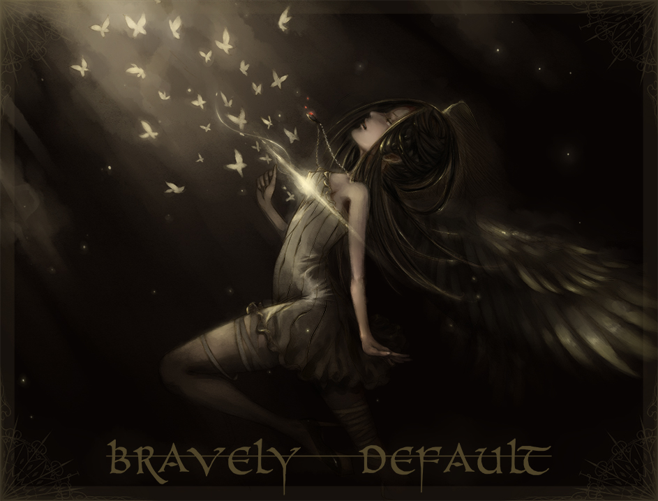 1girl 5pb. aerie aerie_(bravely_default) bandage bravely_default:_flying_fairy bravely_default_flying_fairy dress fairy long_hair solo wings