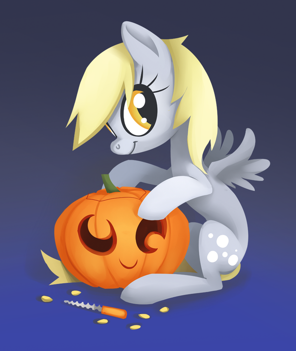 cutie_mark derp_eyes derpy_hooves_(mlp) equine female feral friendship_is_magic hair horse knife looking_at_viewer mammal my_little_pony pegasus pony pumpkin pumpkin_seeds sajira seeds sitting smile solo wings yellow_eyes