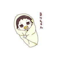 baby black_hair blanket character_name funami_mari lowres namori pacifier solo yuru_yuri