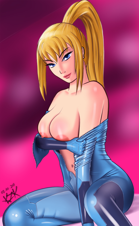artist_request blonde_hair blue_eyes breasts metroid samus_aran zero_suit