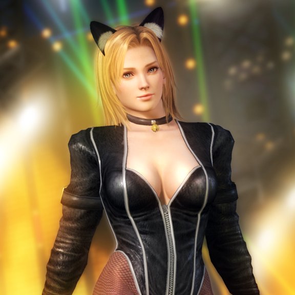 1girl 3d alternate_costume animal_ears blonde_hair breasts cat_ears cleavage dead_or_alive dead_or_alive_5 smile tecmo tina_armstrong