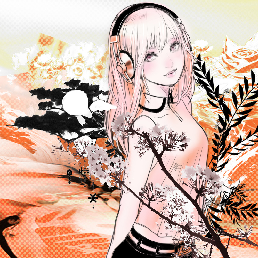 headphones lips long_hair looking_at_viewer megurine_luka pink_eyes pink_hair solo taka_(frostbite) vocaloid