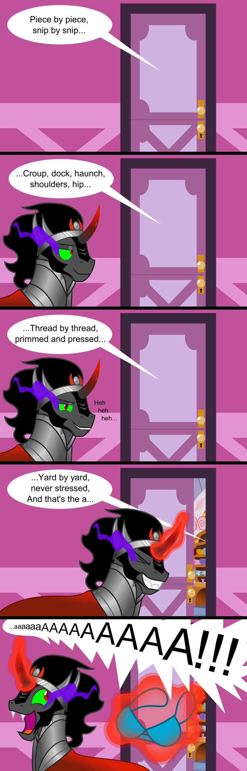 comic dialog door english_text equine feral friendship_is_magic horn king_sombra king_sombra_(mlp) levitation magic male mammal my_little_pony solo spoiler text unicorn